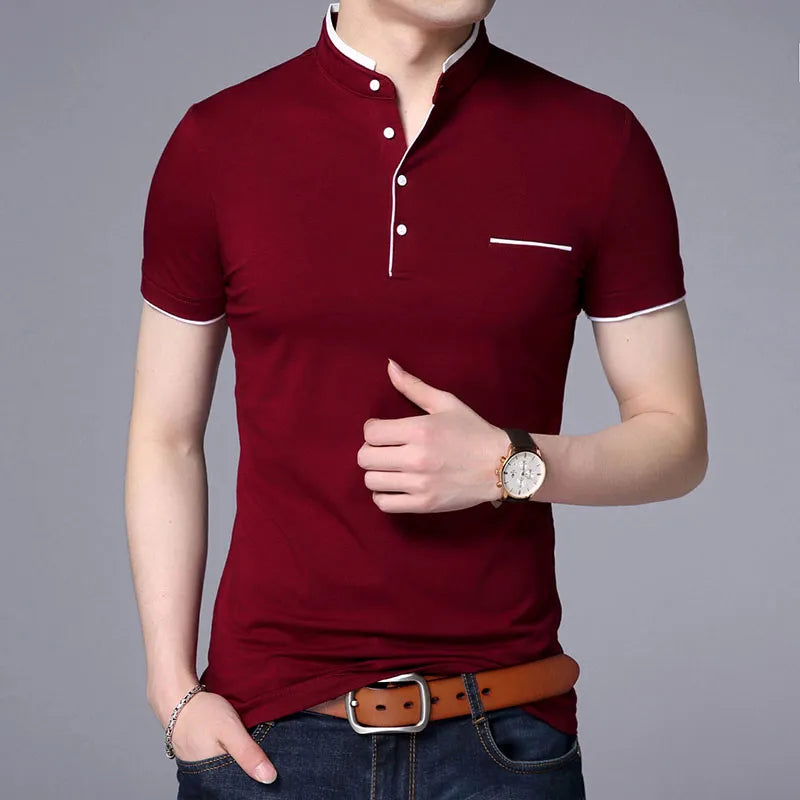 Camisa de Cuello Fijo para Hombre Moderna
