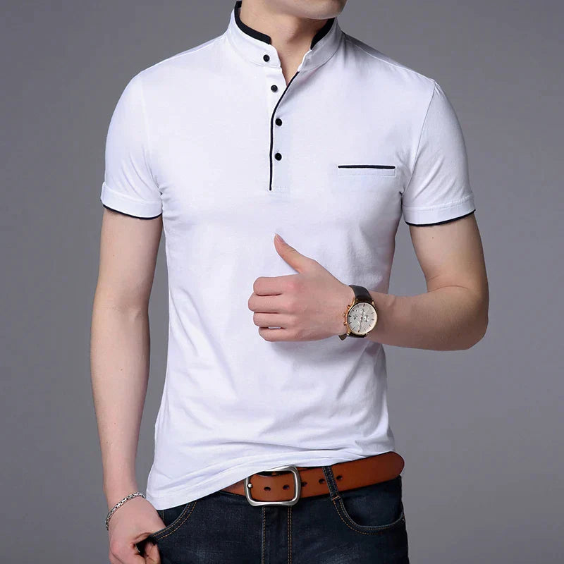 Camisa de Cuello Fijo para Hombre Moderna