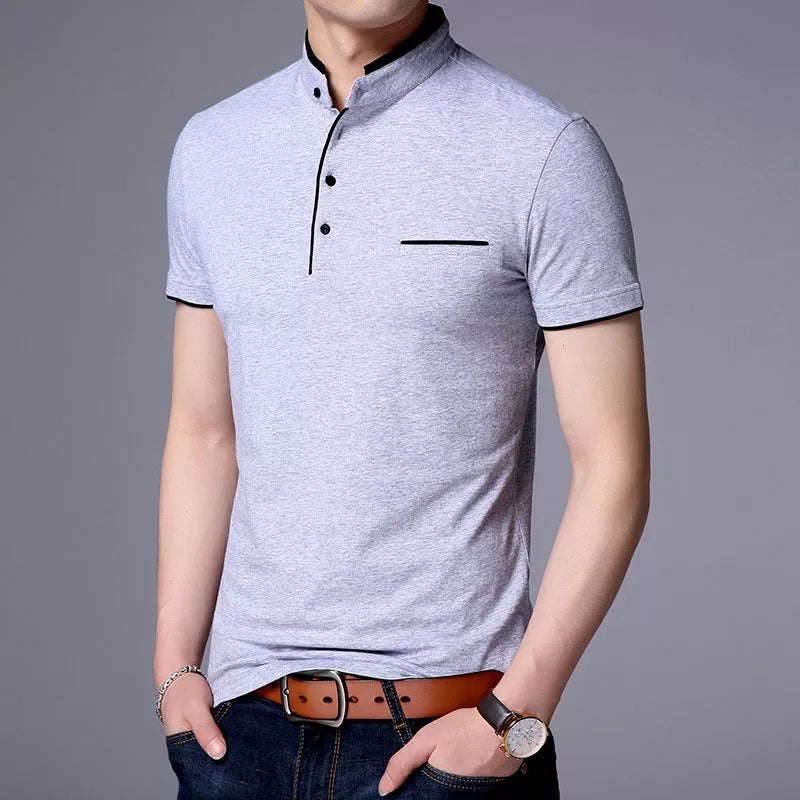 Camisa de Cuello Fijo para Hombre Moderna